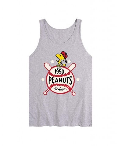 Men's Peanuts 1950 Baseball Tank Gray $20.99 T-Shirts