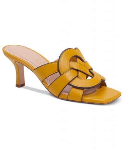 Tillie "C" Emblem Kitten-Heel Dress Sandals Yellow $92.25 Shoes