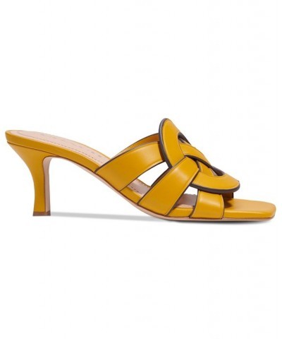 Tillie "C" Emblem Kitten-Heel Dress Sandals Yellow $92.25 Shoes