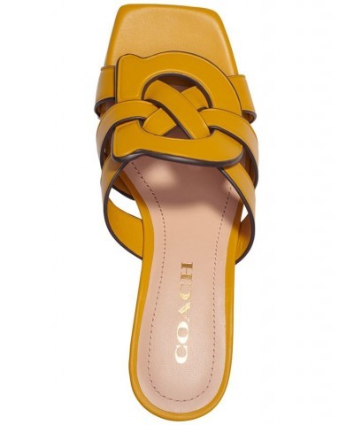 Tillie "C" Emblem Kitten-Heel Dress Sandals Yellow $92.25 Shoes