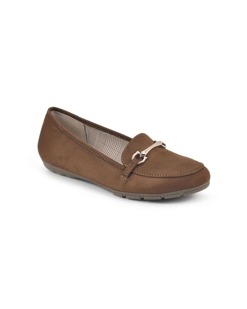 Women's Glowing Loafer Flats Tan Smooth $31.74 Shoes