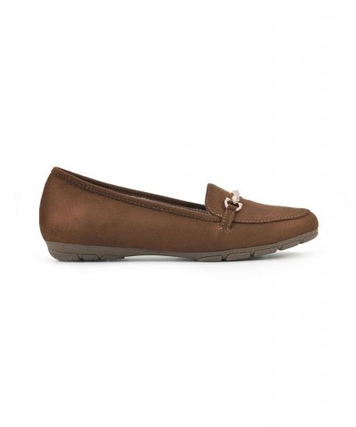 Women's Glowing Loafer Flats Tan Smooth $31.74 Shoes