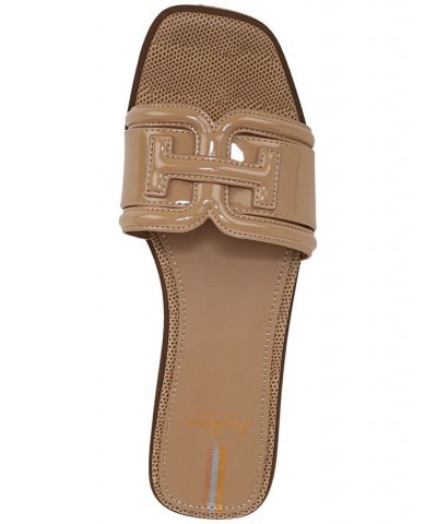 Irina Logo Emblem Slide Sandals Brown $57.40 Shoes