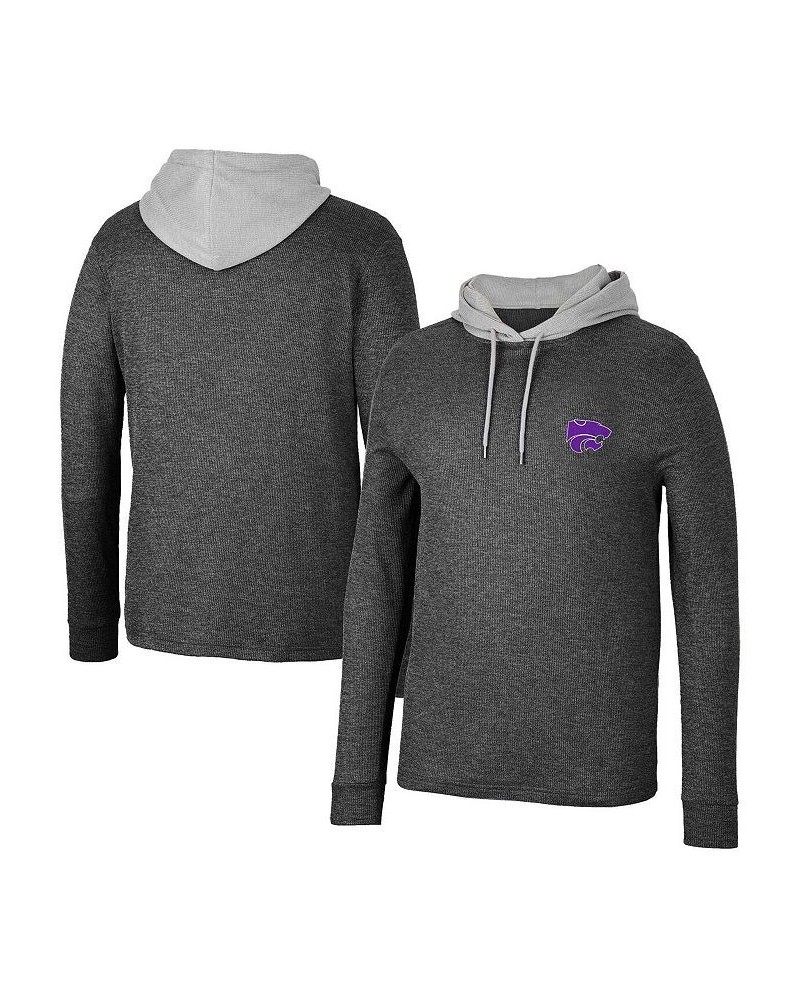 Men's Black Kansas State Wildcats Ballot Waffle-Knit Thermal Long Sleeve Hoodie T-shirt $32.20 T-Shirts