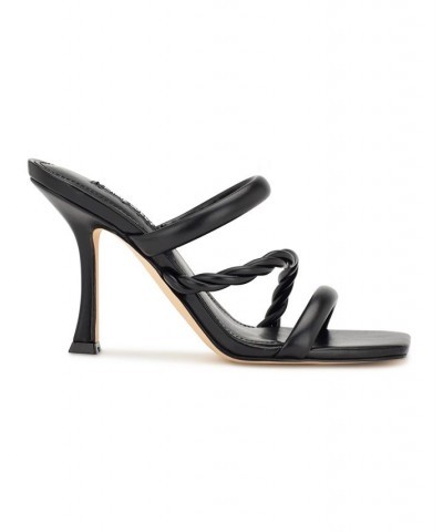 Women's Yester Strappy Heeled Slide Dress Sandals Black $46.53 Shoes