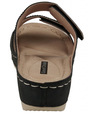 Women's Rea Embellished Wedge Sandals Black $28.00 Shoes