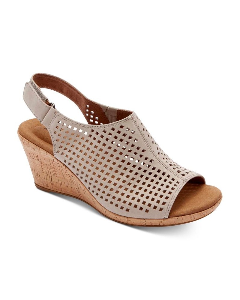 Women's Briah Perf Sling Wedge Sandals Brown $65.80 Shoes