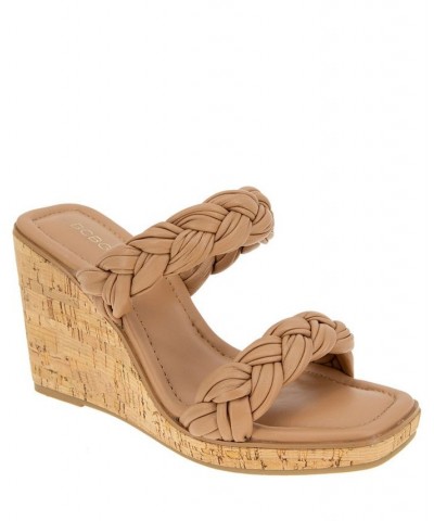 Women's Ulana Wedge Sandal Tan/Beige $33.79 Shoes