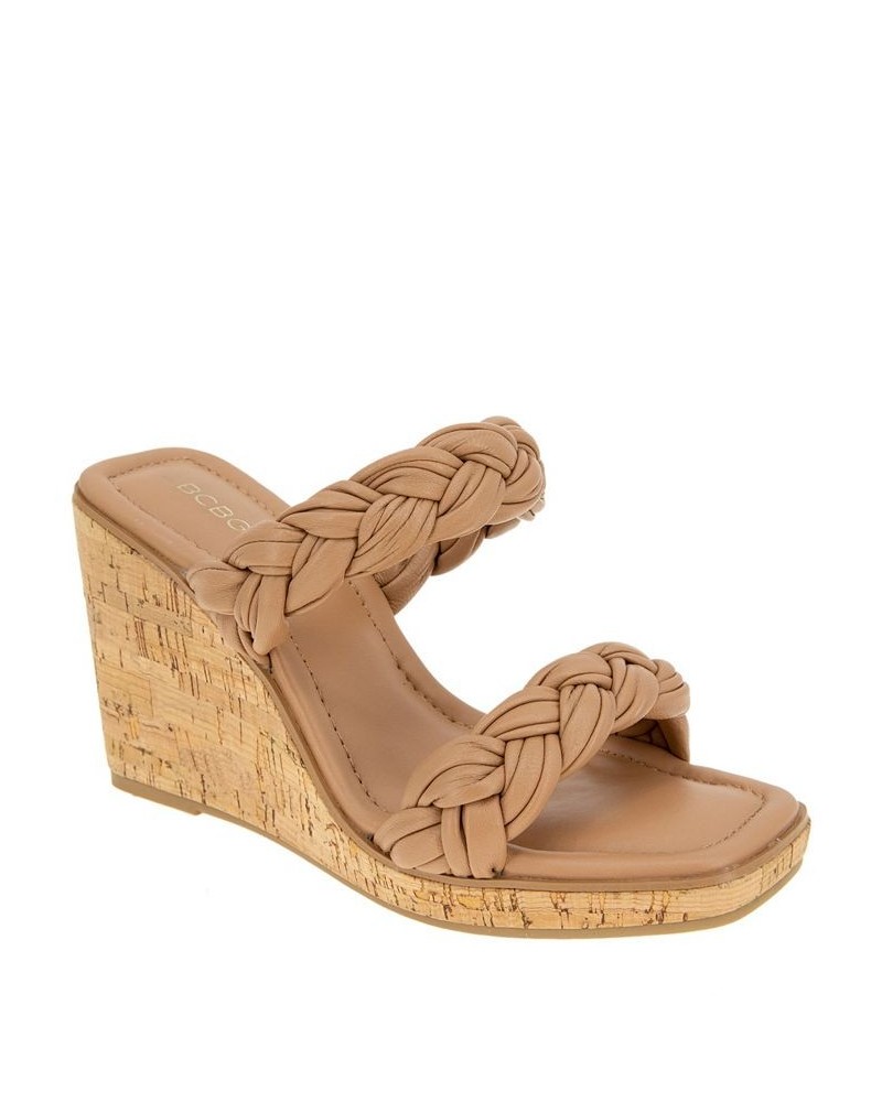 Women's Ulana Wedge Sandal Tan/Beige $33.79 Shoes