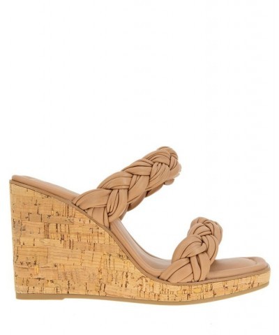 Women's Ulana Wedge Sandal Tan/Beige $33.79 Shoes