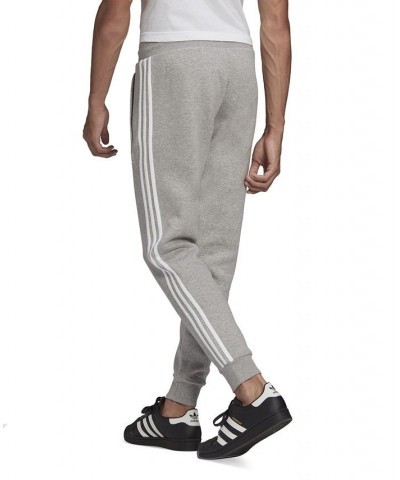 Men's Adicolor Classics 3-Stripes Fitted Fleece Joggers Gray $32.25 Pants