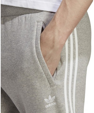 Men's Adicolor Classics 3-Stripes Fitted Fleece Joggers Gray $32.25 Pants