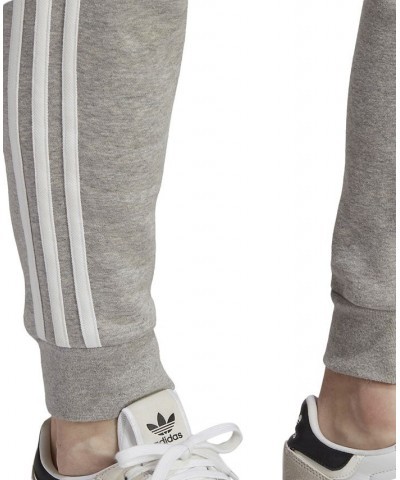 Men's Adicolor Classics 3-Stripes Fitted Fleece Joggers Gray $32.25 Pants