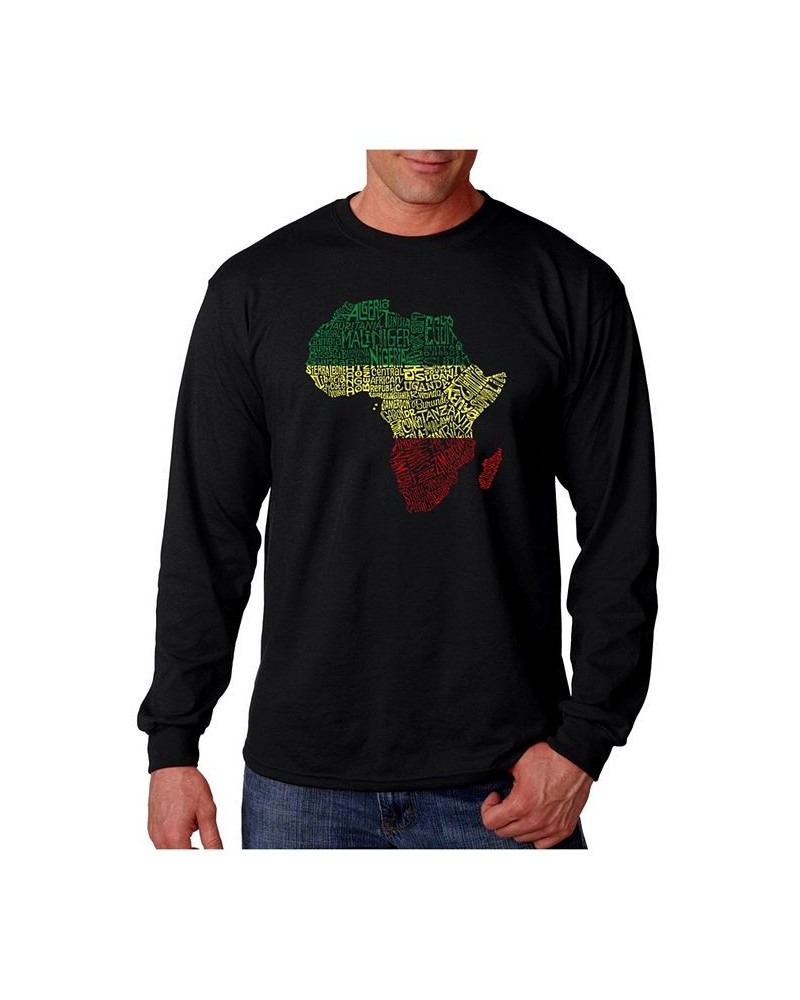 Men's Word Art - Countries in Africa Long Sleeve T-Shirt Black $16.00 T-Shirts