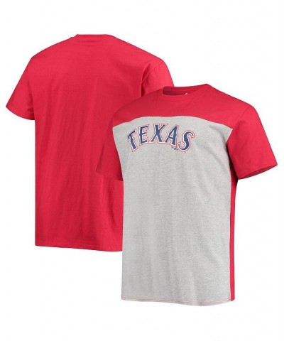 Men's Branded Red and Heathered Gray Texas Rangers Big and Tall Colorblock T-shirt $28.19 T-Shirts