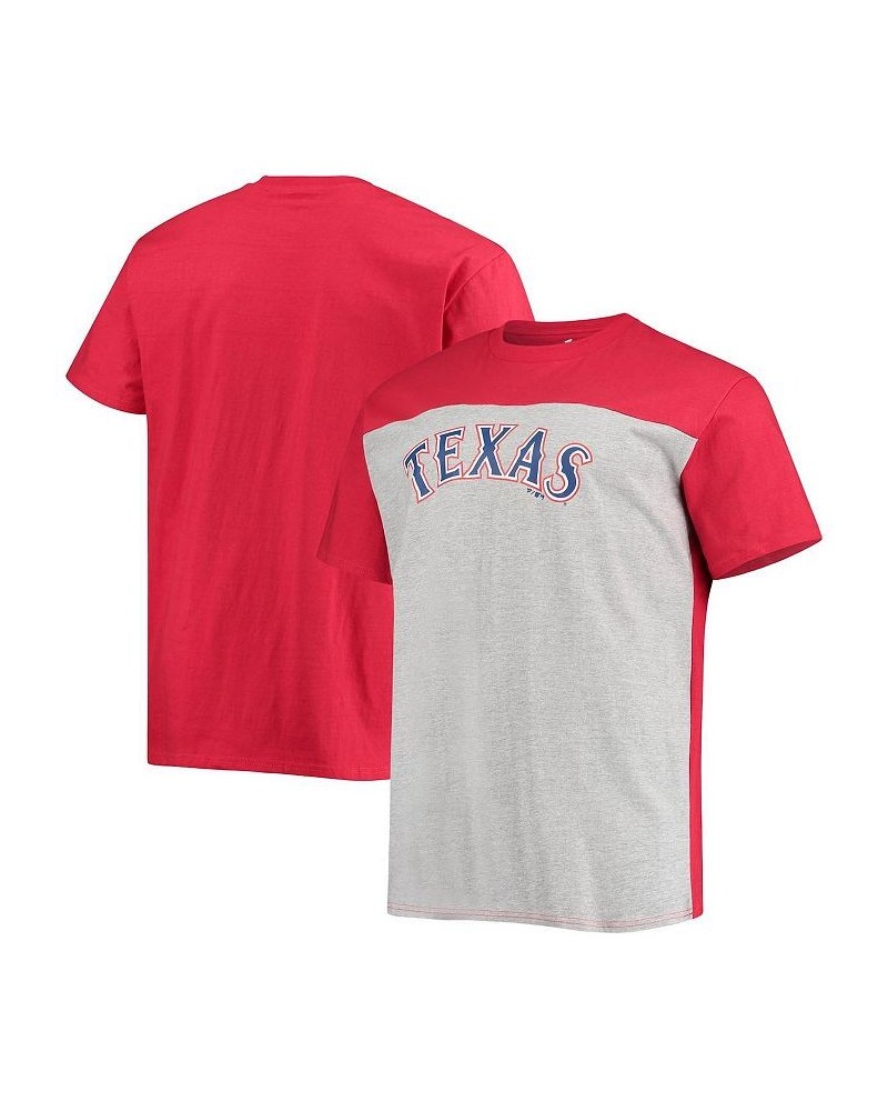 Men's Branded Red and Heathered Gray Texas Rangers Big and Tall Colorblock T-shirt $28.19 T-Shirts