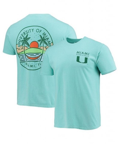 Men's Mint Miami Hurricanes Circle Scene Comfort Colors T-shirt $19.32 T-Shirts