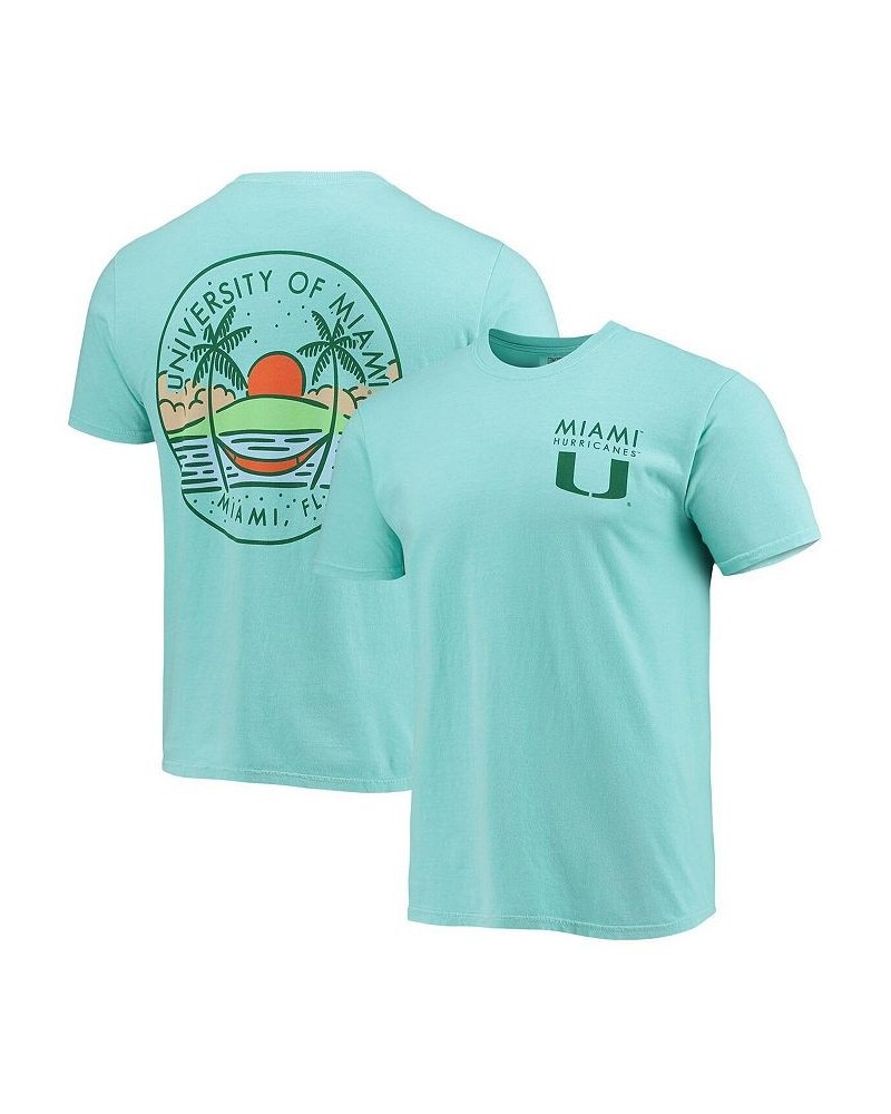 Men's Mint Miami Hurricanes Circle Scene Comfort Colors T-shirt $19.32 T-Shirts