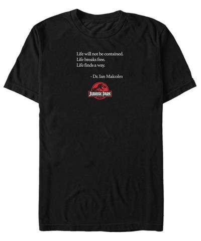 Jurassic Park Men's Life Finds A Way Dr. Ian Malcolm Quote Short Sleeve T-Shirt Black $17.84 T-Shirts