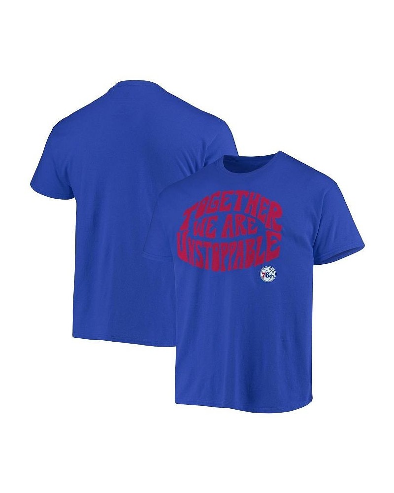 Men's Royal Philadelphia 76ers Positive Message Enzyme Washed T-shirt $19.78 T-Shirts