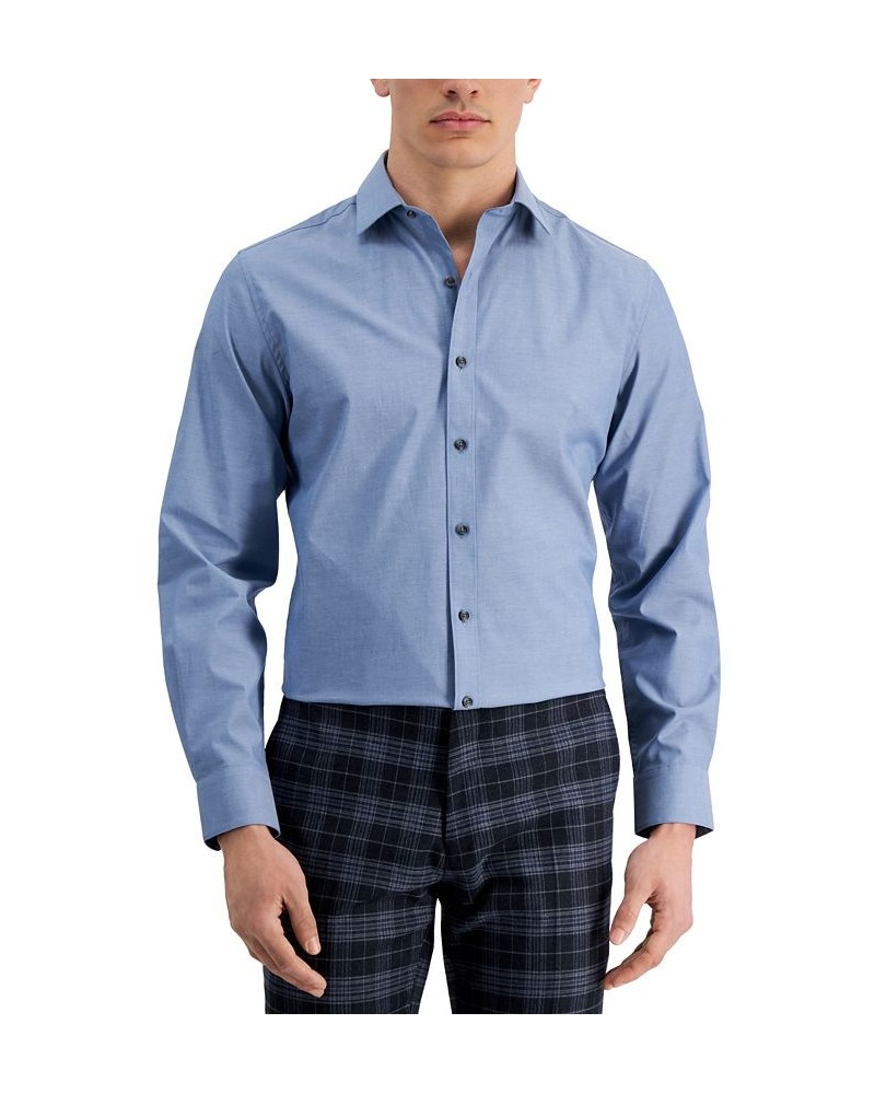 Men's Slim Fit Chambray Dress Shirt Blue $15.12 Dress Shirts