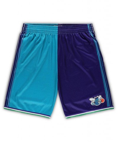 Men's Teal, Purple Charlotte Hornets Big and Tall Hardwood Classics Split Swingman Shorts $39.60 Shorts