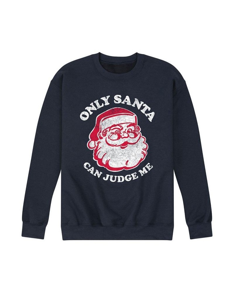 Men's Only Santa Can Judge Fleece T-shirt Blue $23.10 T-Shirts