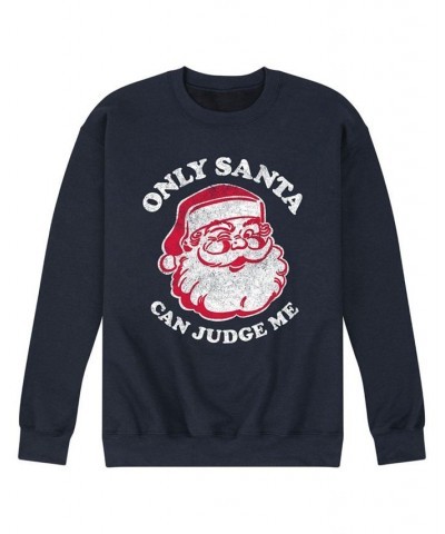 Men's Only Santa Can Judge Fleece T-shirt Blue $23.10 T-Shirts