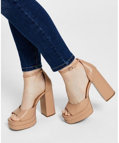 Women's Arya Platform Sandals Tan/Beige $32.85 Shoes