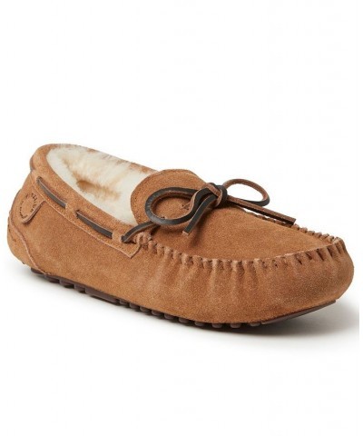 Men's Victor Moccasin Lace Tie Genuine Shearling Slippers Chestnut $49.50 Shoes