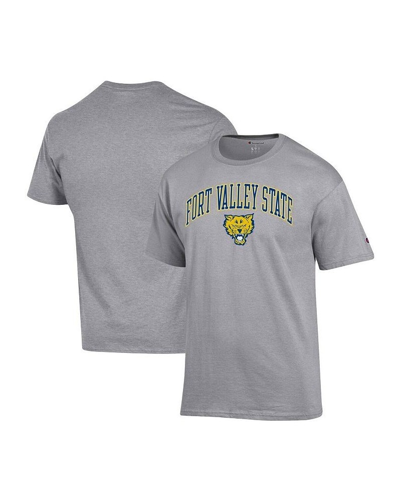 Men's Gray Fort Valley State Wildcats Arch Over Logo T-shirt $15.29 T-Shirts