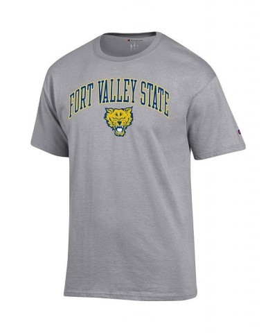 Men's Gray Fort Valley State Wildcats Arch Over Logo T-shirt $15.29 T-Shirts