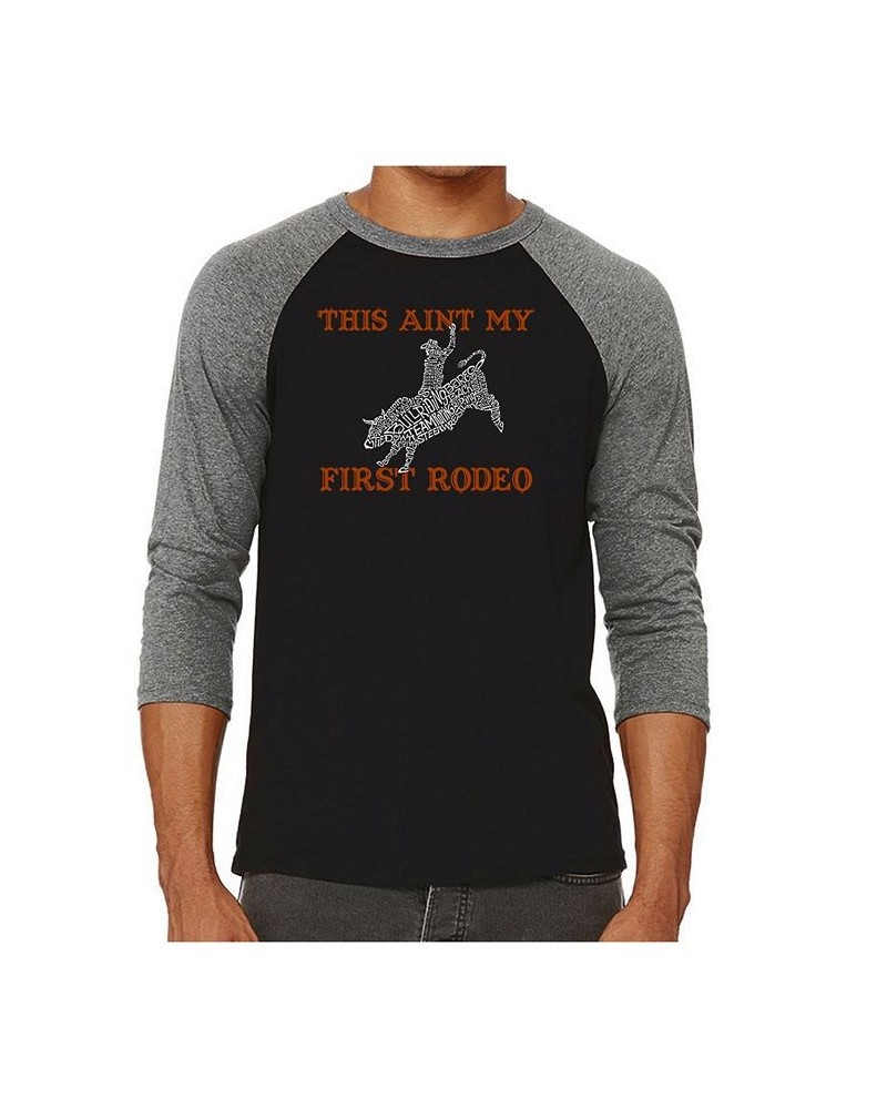 Men's Raglan Word Art T-shirt - This Aint My First Rodeo Gray $23.39 T-Shirts