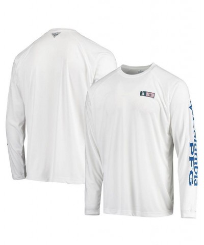 Men's White Los Angeles Dodgers Americana Terminal Tackle Omni-Shade Raglan Long Sleeve T-shirt $35.00 T-Shirts