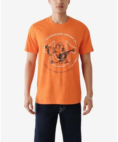 Men's Short Sleeve Two Tone Buddha T-shirt Orange $22.11 T-Shirts