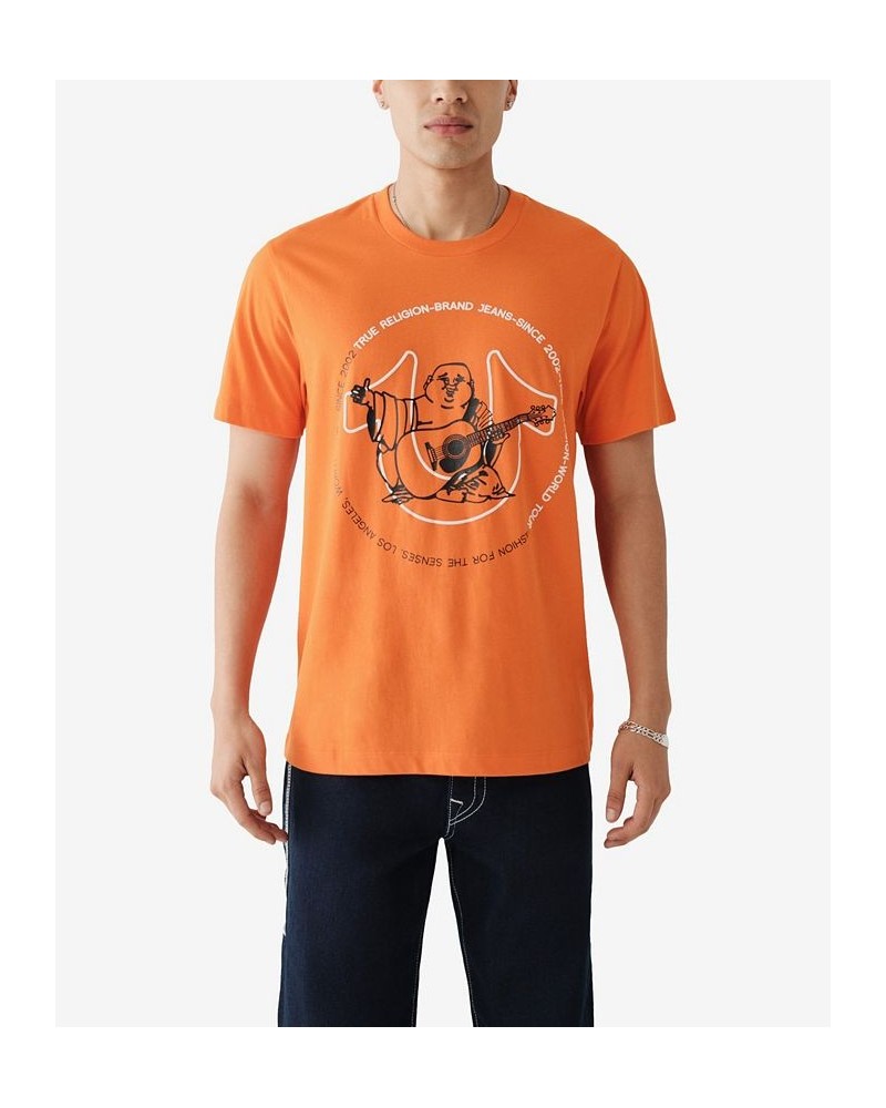 Men's Short Sleeve Two Tone Buddha T-shirt Orange $22.11 T-Shirts