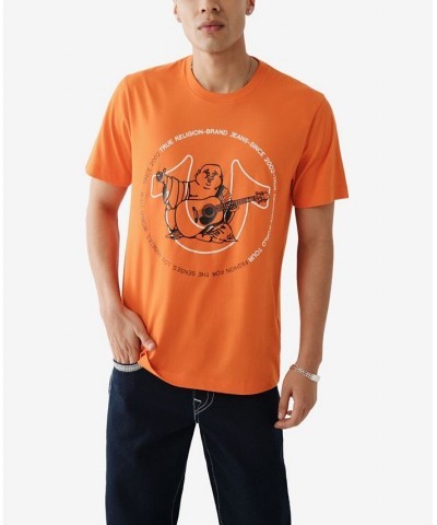 Men's Short Sleeve Two Tone Buddha T-shirt Orange $22.11 T-Shirts