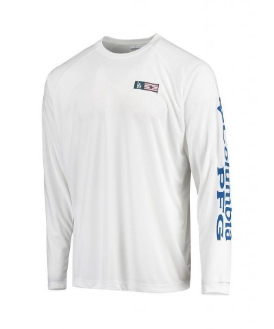 Men's White Los Angeles Dodgers Americana Terminal Tackle Omni-Shade Raglan Long Sleeve T-shirt $35.00 T-Shirts