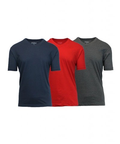 Men's Short Sleeve V-Neck T-shirt, Pack of 3 Charcoal -Red-Navy Brown $23.20 T-Shirts