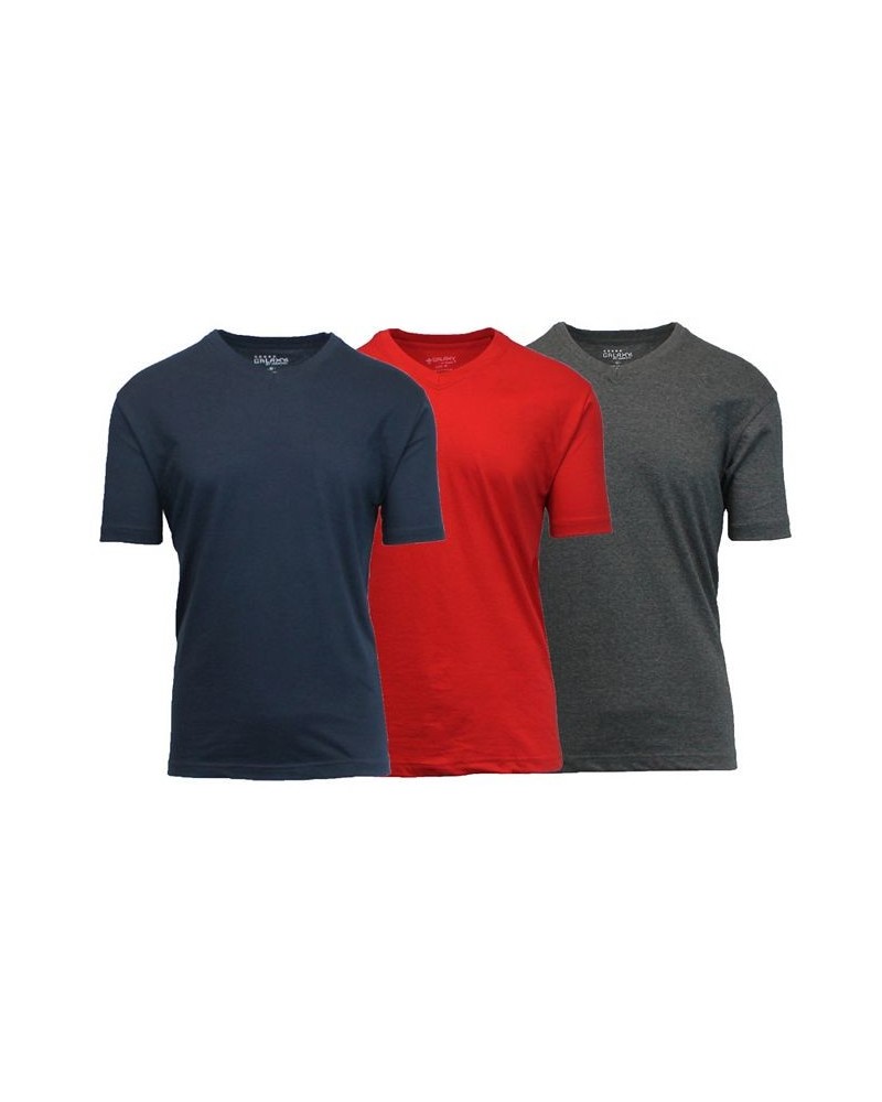 Men's Short Sleeve V-Neck T-shirt, Pack of 3 Charcoal -Red-Navy Brown $23.20 T-Shirts