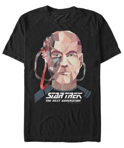 Star Trek Men's Captain Picard Geometric Borg Big Face Short Sleeve T-Shirt Black $16.80 T-Shirts