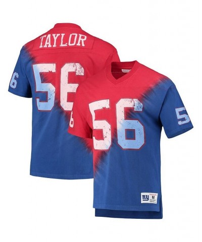 Men's Lawrence Taylor Red, Royal New York Giants Retired Player Name and Number Diagonal Tie-Dye V-Neck T-shirt $51.25 T-Shirts