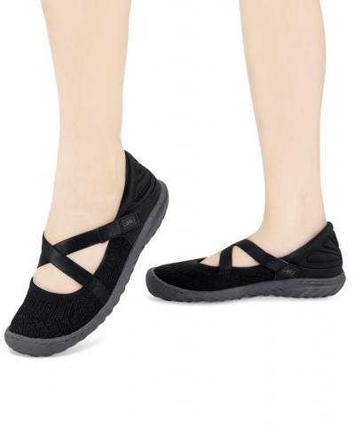 Women's Camila Slip-On Strappy Sneaker Flats Black $47.17 Shoes