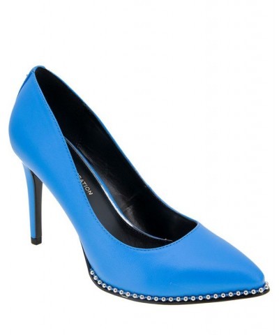 Women's Hawti Pointy Toe Pump Blue $33.79 Shoes