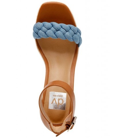 Women's Harriat Braided Espadrille Platform Wedge Sandals Blue $44.20 Shoes