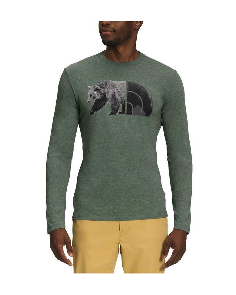 Men's Tri-Blend Bear Graphic Logo Shirt Green $23.50 T-Shirts