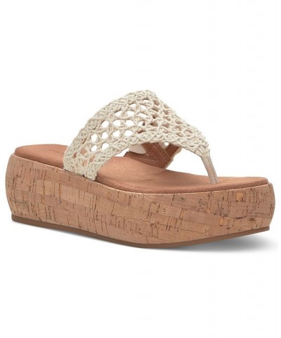 Women's Jaslene Crochet Platform Sandals White $53.46 Shoes