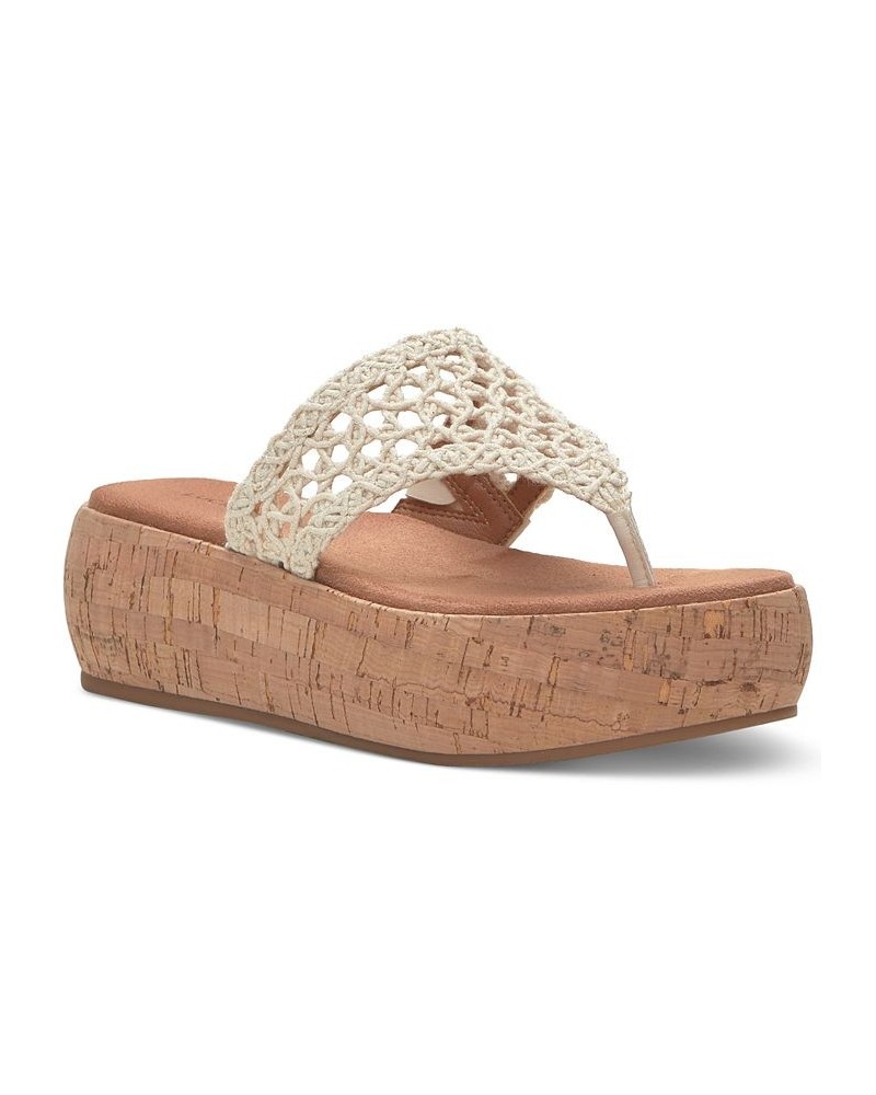 Women's Jaslene Crochet Platform Sandals White $53.46 Shoes