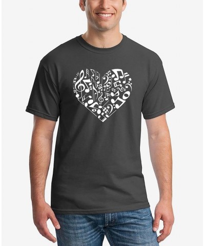 Men's Word Art Heart Notes T-shirt Gray $19.94 T-Shirts