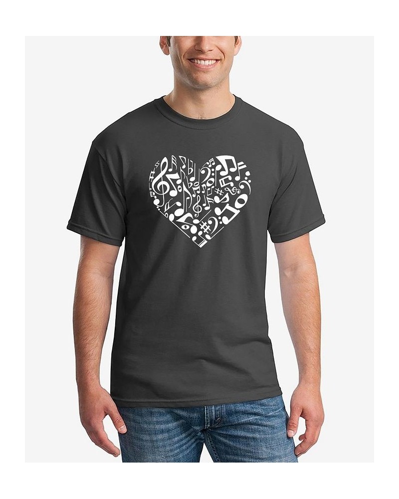 Men's Word Art Heart Notes T-shirt Gray $19.94 T-Shirts